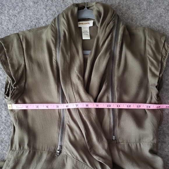Diesel wrap dress sz Small khaki army green casual short mini cute utility style - Picture 9 of 11